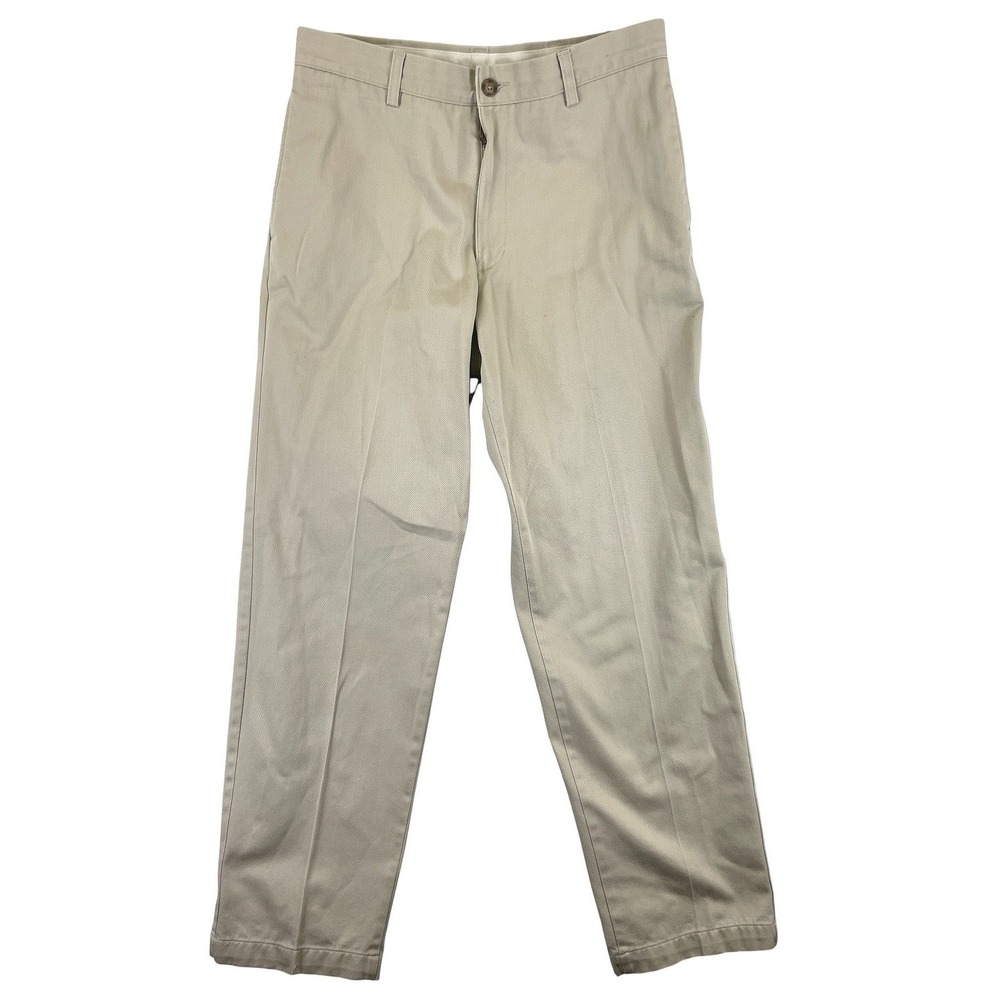 LL Bean Double L Chino Pants Mens 34x32 Beige Khaki Classic Fit Preppy Casual